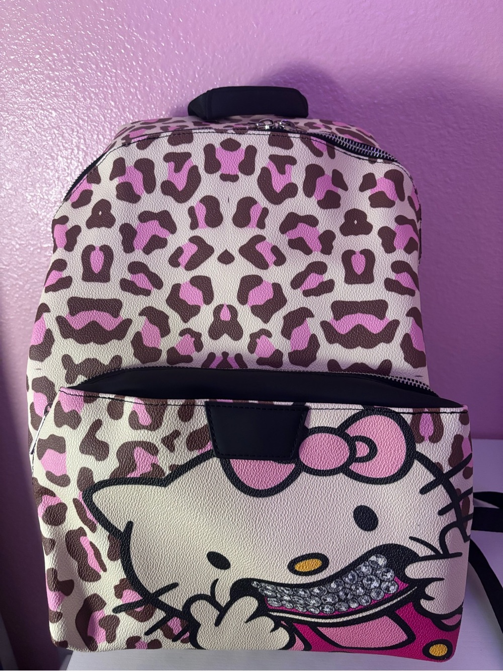 Hello Kitty Pink and Brown Leopard Print Backpack